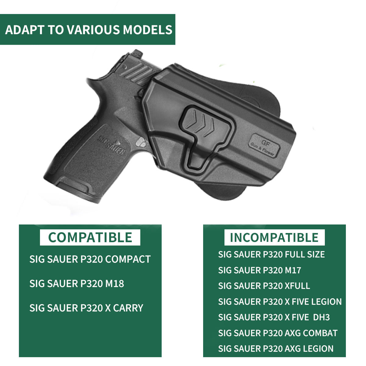 Sig Sauer P320 Compact M18 OWB Paddle Polymer Holster | Gun & Flower Gun & Flower