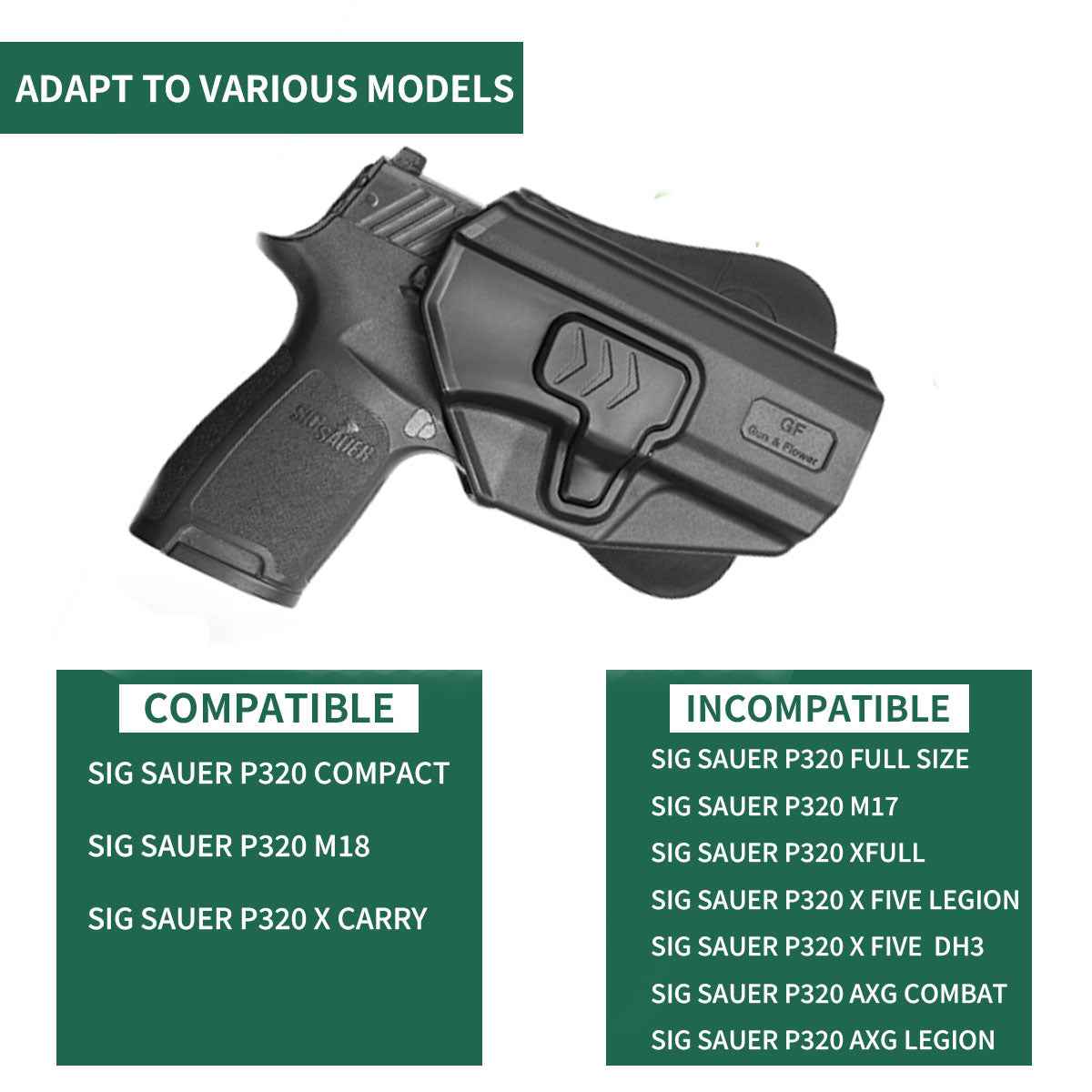 Sig Sauer P320 Compact M18 OWB Paddle Polymer Holster | Gun & Flower