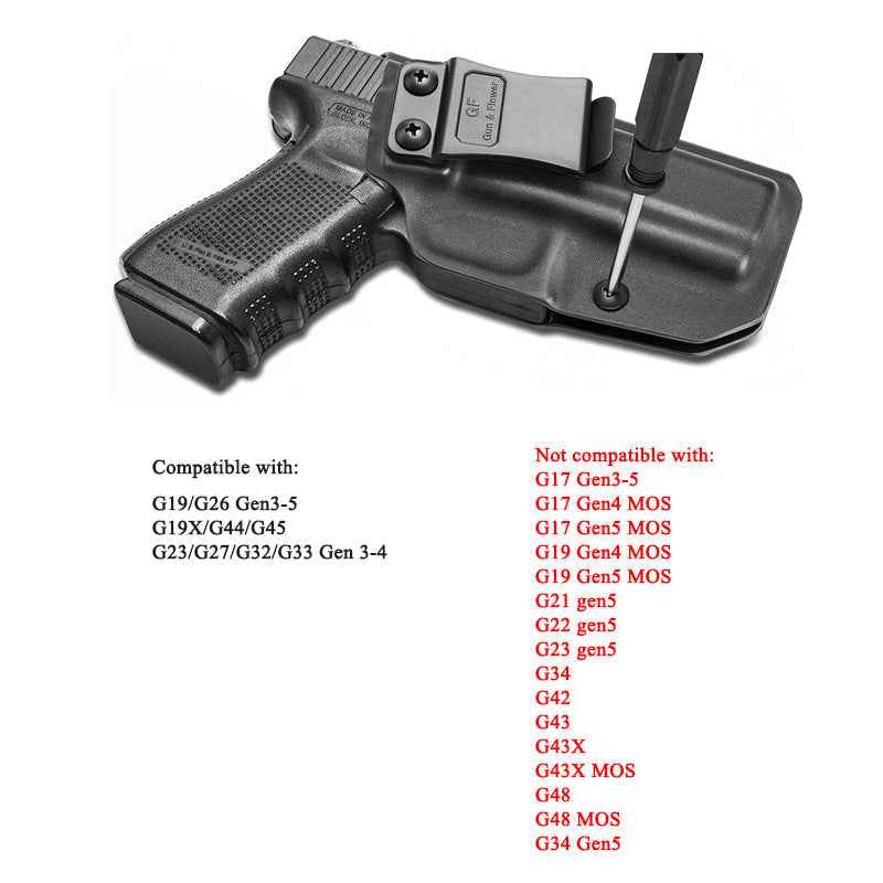 Kydex Glock G19 Gen3-5 G19X G23 Gen3-4 G26 Gen3-5 G32 Gen3-4 G44 G45Inside Waistband Carry Holster With Claw | Gun & Flower