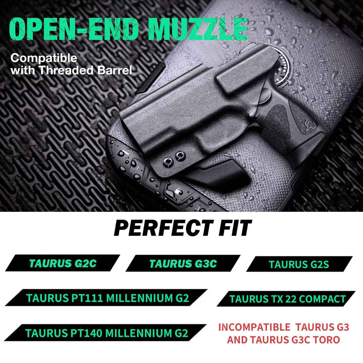 Taurus G2C Taurus G2S Taurus G3C Taurus PT111 Millennium G2 Taurus PT140 Millennium G2 Taurus TX 22 COMPACT Kydex IWB Holster with Claw Wing Concealed Carry