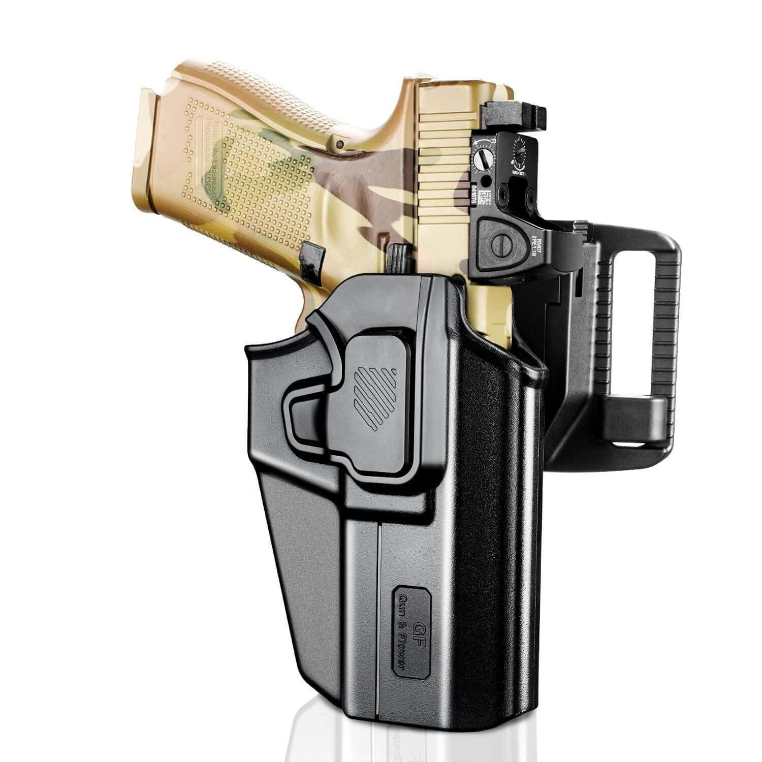 Level II Universal OWB Holster Quick-attach belt loop,Fits More Than 100 Pistols,Right hand Gun & Flower