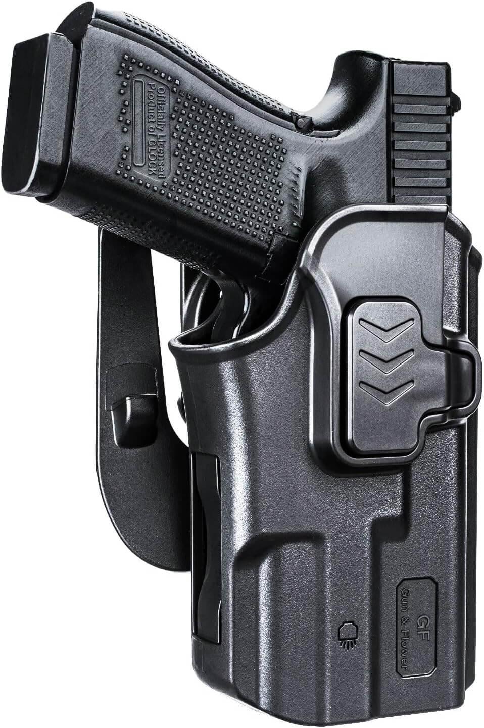 OWB Holster Fit Glock 19/19X/44/45 (gen 1-5) & Glock 23/32 (gen 3-4) with Streamlight TLR8/TLR8A, Outside Waistband Holster|Gun & Flower Gun & Flower