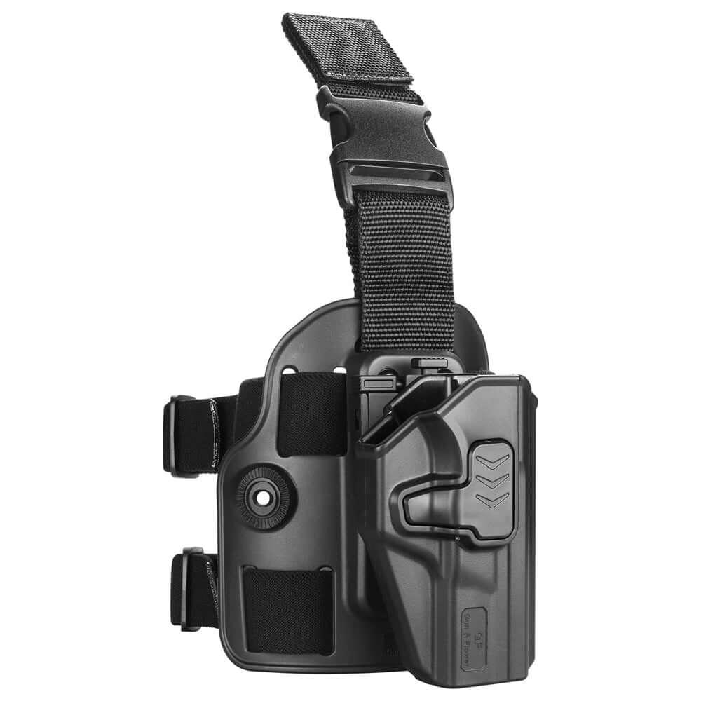 Drop Leg System with OWB Index Finger Release Holster, Fit Smith & Wesson M&P 9mm/.40 M2.0 Full Size 4.25'' and M2.0 Compact 4'', Tactical Thigh Holster, Right Hand | Gun & Flower Gun & Flower