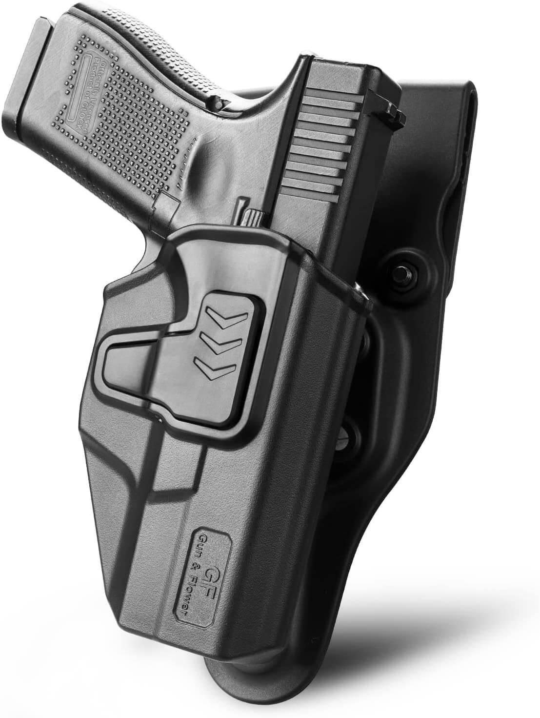 Holster Level II Retention OWB Open Carry,Compatible with Glock G17/G19/G26 Gen3-5 G17/G19 Gen4-5 MOS G23/G32 Gen5 MOS G19X G19 Gen4 MOS G44 G45 G45 MOS , Fit Belt 1.5’’ 1.75’’ 2.0’’ 2.25’’, Not Fit G23 Gen5, Righ Hand polymerholster
