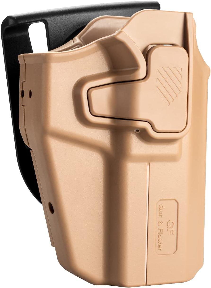Tan Universal Level II Index Finger Release OWB Holster with Red Dot Cut, Right Hand Gun & Flower