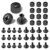 12 Sets Black Chicago Screws for DIY Kydex/Leather Holsters, Clips & Knife Sheaths - Includes Phillips Truss Heads, Slotted Fasteners & Rubber Spacers | Secure Fit, Anti-Loosening polymerholster