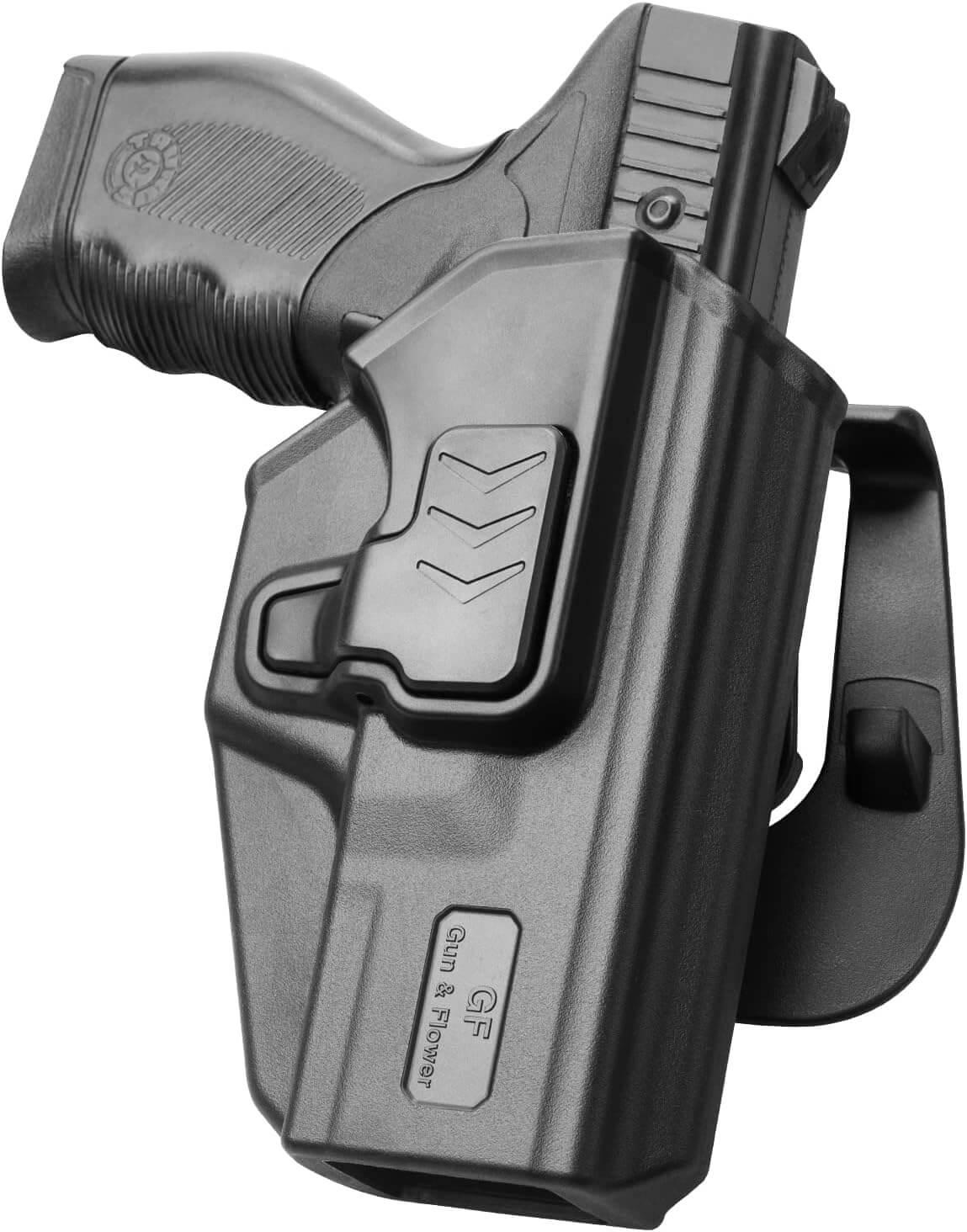 OWB Holster for Taurus PT24/7 Only(Not fit Pro), Outside Waistband Index-Finger Release Holster, 360 Degrees Adjustable, Level II Retention Locking System, Right Hand Gun & Flower
