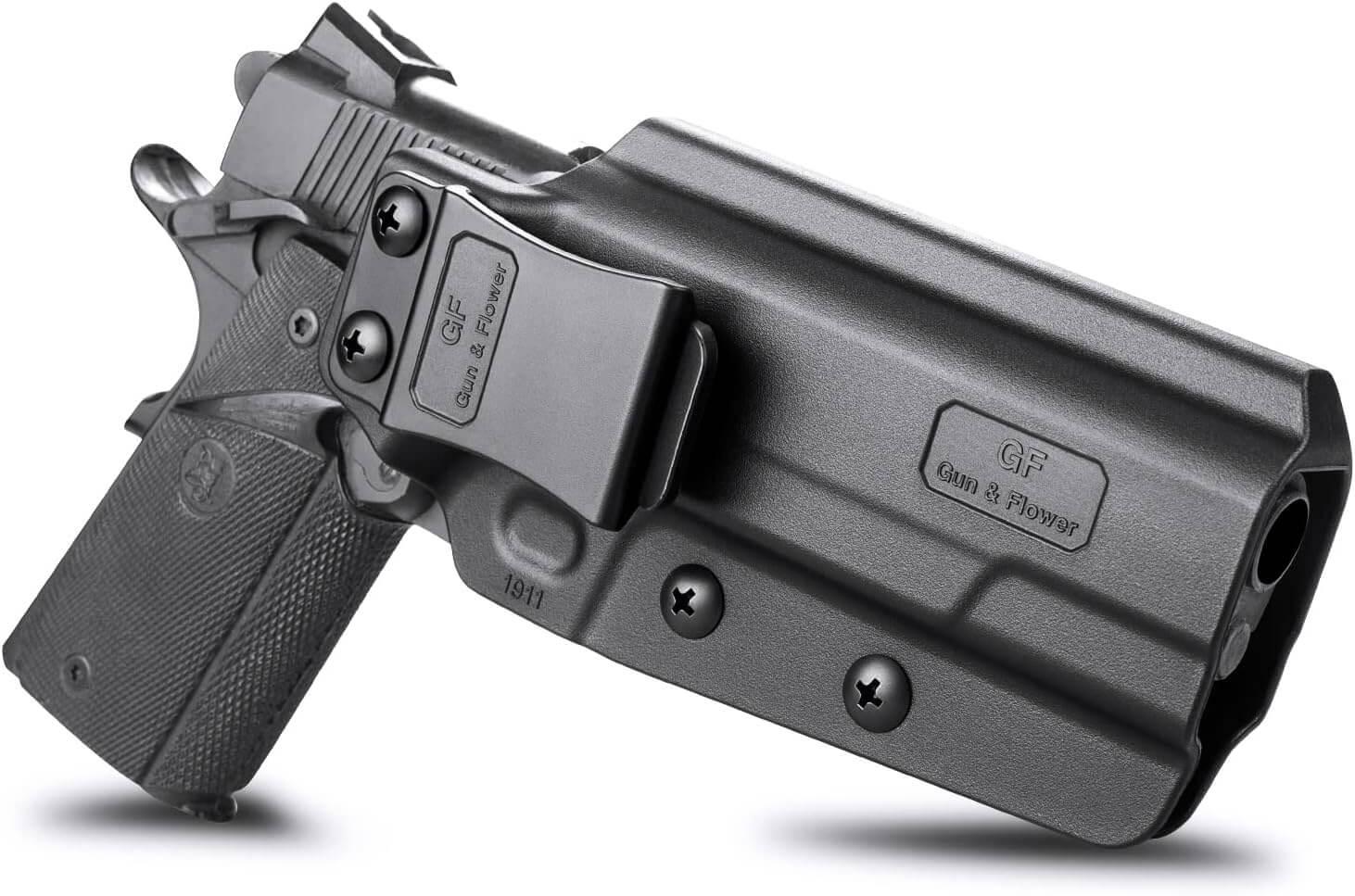 1911 5'' and 4'' Barrels Holsters, IWB Concealed Carry Holster for Colt 1911 / Elite Force 1911 / Kimber 1911 / Rock Island Armory 1911 / Springfield 1911 & More, Right Hand Gun & Flower