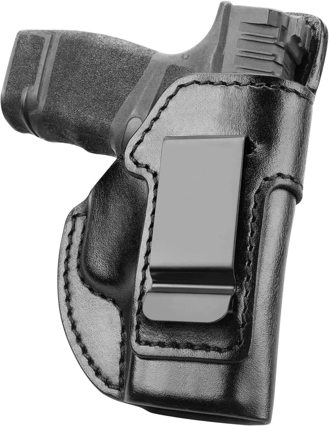 Handmade Leather Hellcat Holster, Concealed Carry Springfield Hellcat Holster, Full Grain Leather IWB Custom Made Springfield Armory Hellcat Holster, Inside Waistband, Right Hand| Gun &Flowers Gun & Flower