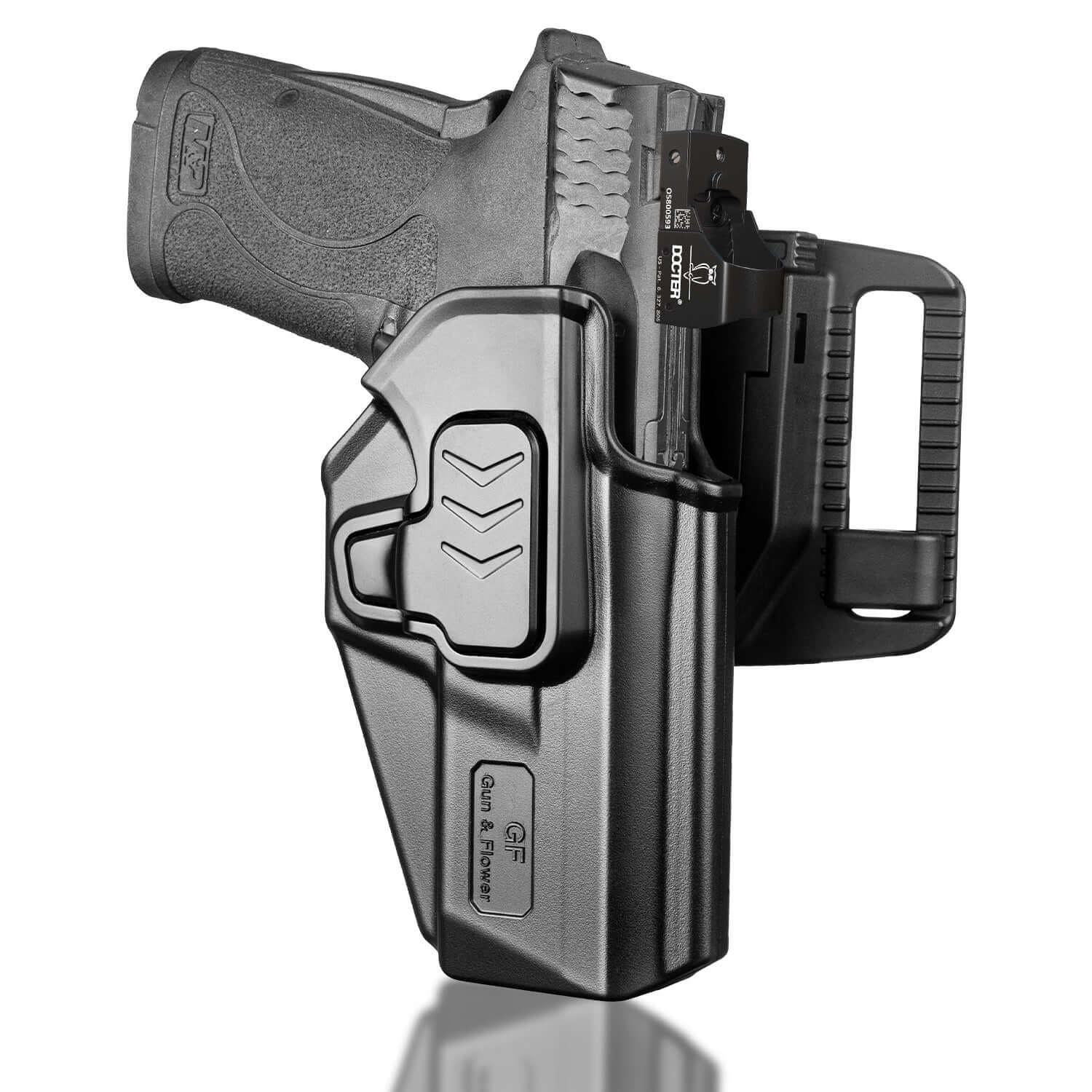 Level II Retention OWB Holster for S&W M&P 9/380 Shield EZ, Belt Loop Attachment, Quick Mounting/Dismounting|Gun&Flower Gun & Flower