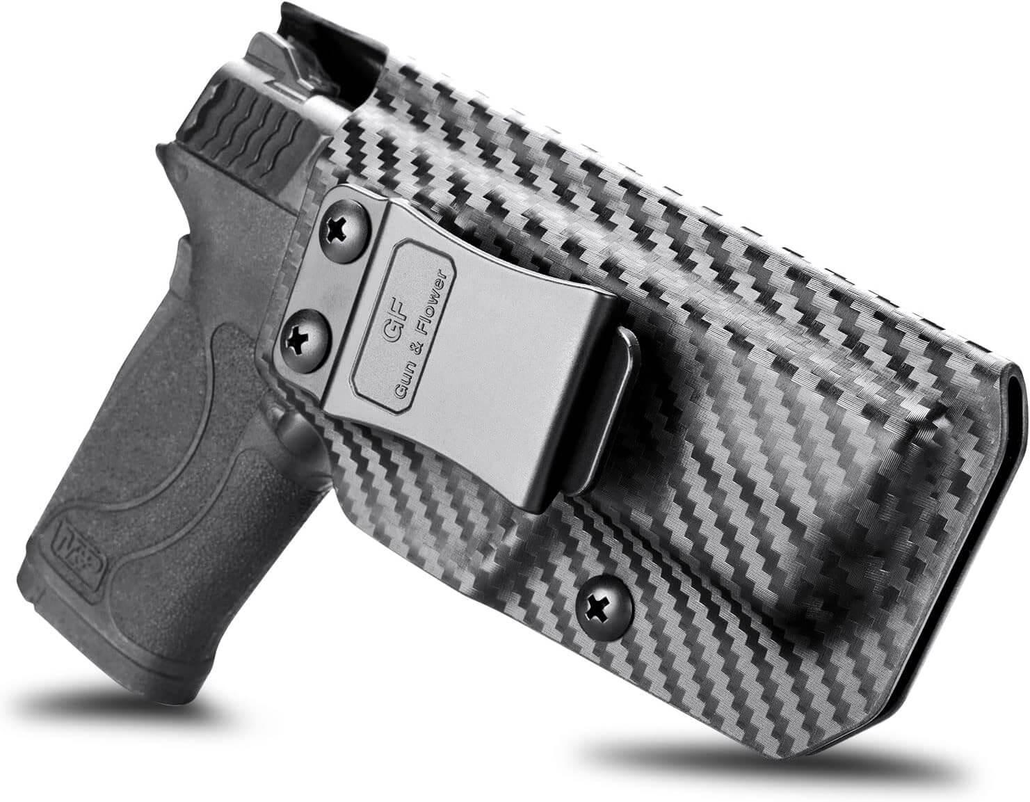 Carbon Fiber Texture M&P Shield 9mm EZ IWB KYDEX Holster, Also Fit M&P 380 Shield EZ, Right Hand | Gun & Flower Gun & Flower