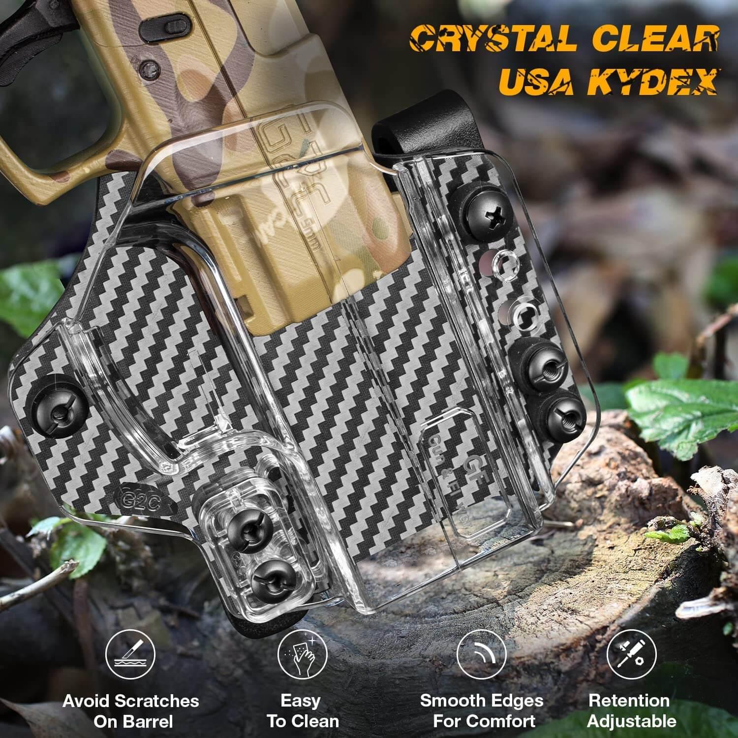 IWB/OWB Convertible Holster, Clear & Kydex Combo Fit: Taurus G3C/G2C/Millennium G2 PT111/PT140, Adjustable Ride Height, Right Hand | Gun & Flower polymerholster