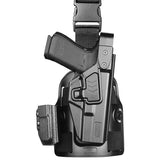 Level III Retention G17 Drop Leg Holster with Single Mag Holder – Fits Glock 17/19 (Gen 3-5), Glock 22/23/31/32 (Gen 3-4), Glock 19X/44/45 – Tactical Thigh Holster Adjustable Right Hand polymerholster