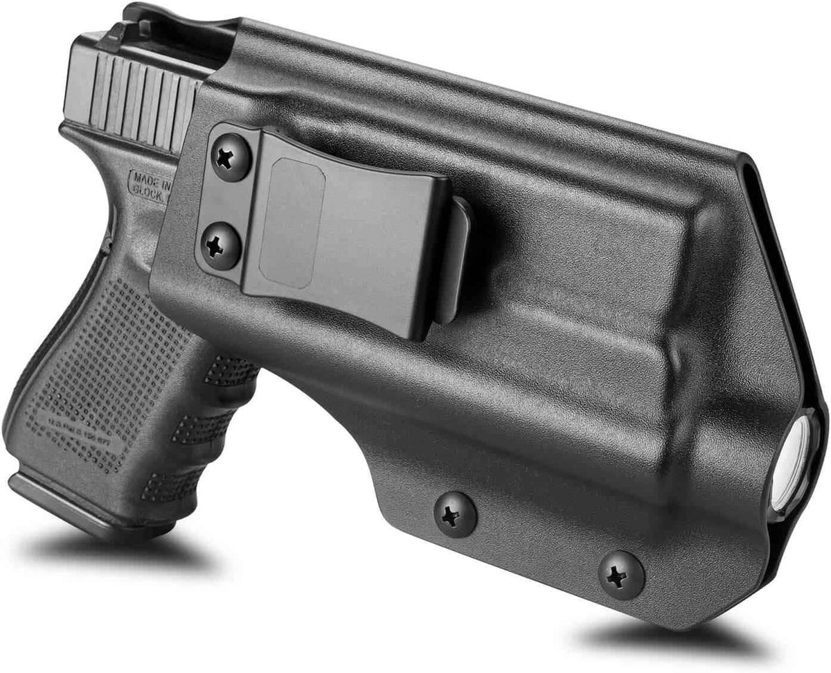 Holster Compatible with Glock 17/19 Gen 3-5 & Glock 19X/44/45 with Olight Baldr Pro/Baldr Pro R/Valkyrie PL Pro/Valkyrie Turbo -Optic Cut- Inside Waistband Holster for G19 G19X G23 G32 G45 with Baldr PRO, Adj. Cant, Adj. Retention - Gunflowerholsters