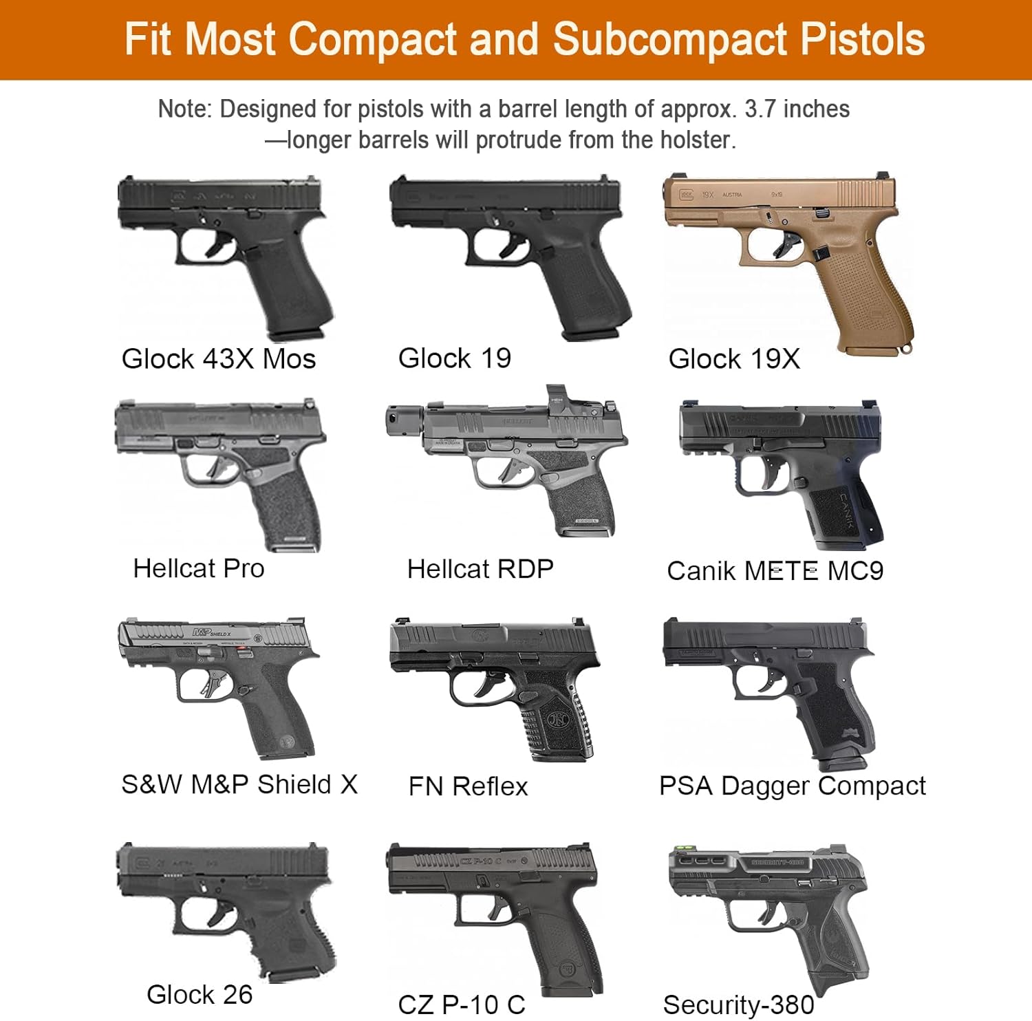 Universal OWB Holster for Compact and Subcompact Pistols, Fit Glock 19/26/43/ 43X/43X Mos, Hellcat pro,Taurus G2C, PSA Dagger Compact and More, Index Finger Release, Right Hand GUN & FLOWER