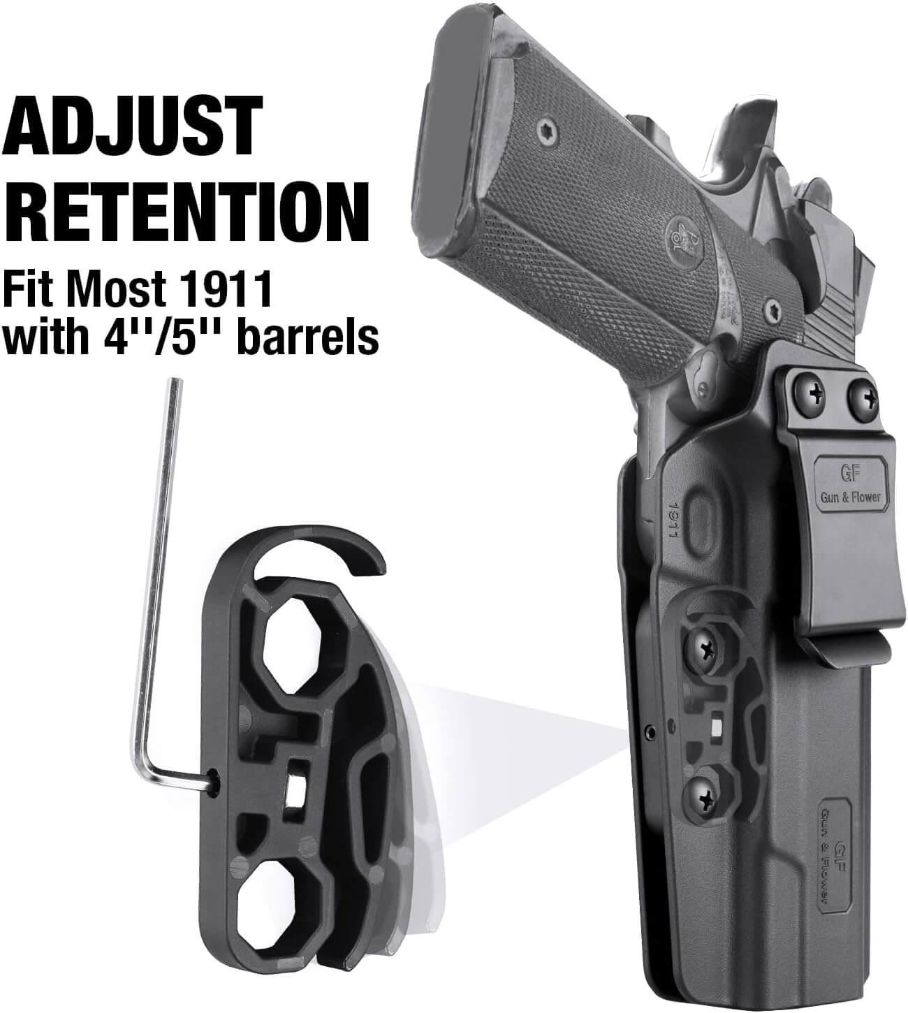1911 5'' and 4'' Barrels Holsters, IWB Concealed Carry Holster for Colt 1911 / Elite Force 1911 / Kimber 1911 / Rock Island Armory 1911 / Springfield 1911 & More, Right Hand Gun & Flower