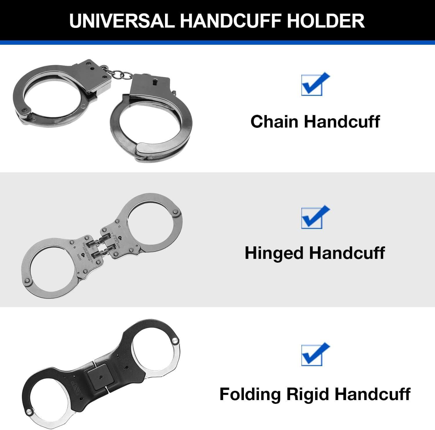 Basketweave Kydex Handcuff Case Fit ASP Handcuffs & Hinged Handcuffs & Chain Handcuffs, Strap Removable&Retention Adjustable,1.5&1.75&2.0&2.25'' security Belt | Gun & Flower Gun & Flower