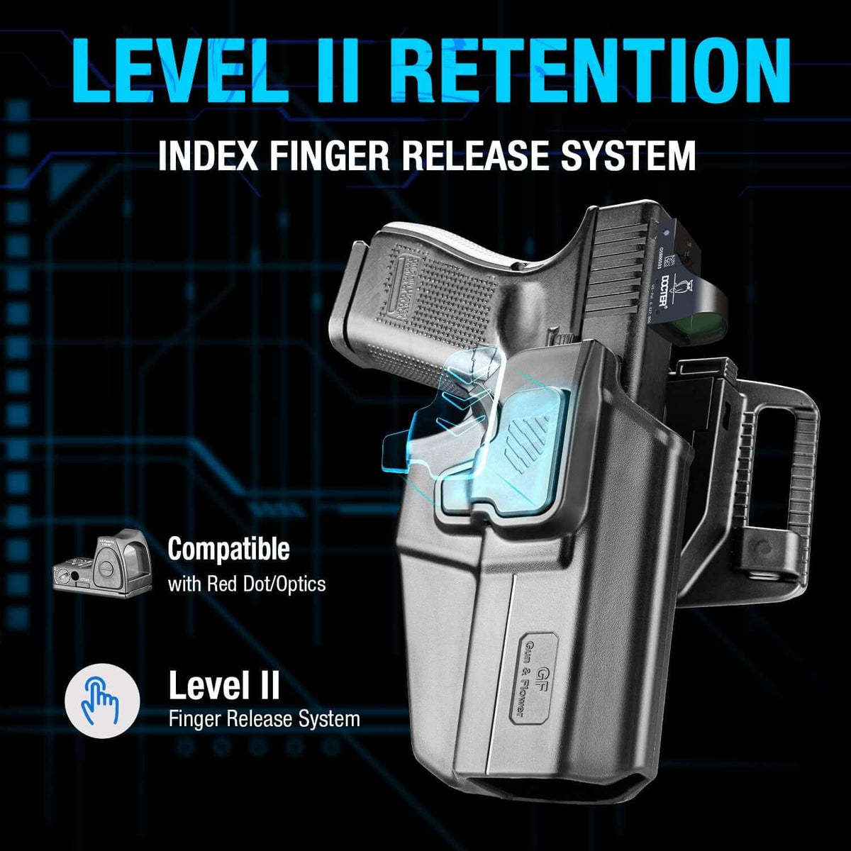 Level II Universal OWB Holster Quick-attach belt loop,Fits More Than 100 Pistols,Right hand - Polymerholster