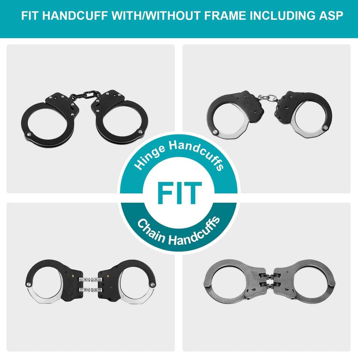 Polymer Handcuff Case Fit ASP Cuffs Hinged Handcuffs Chain Handcuffs Handcuff Holder, Fit 1.5'' 1.75'' 2.0'' security Belt - Gunflowerholsters