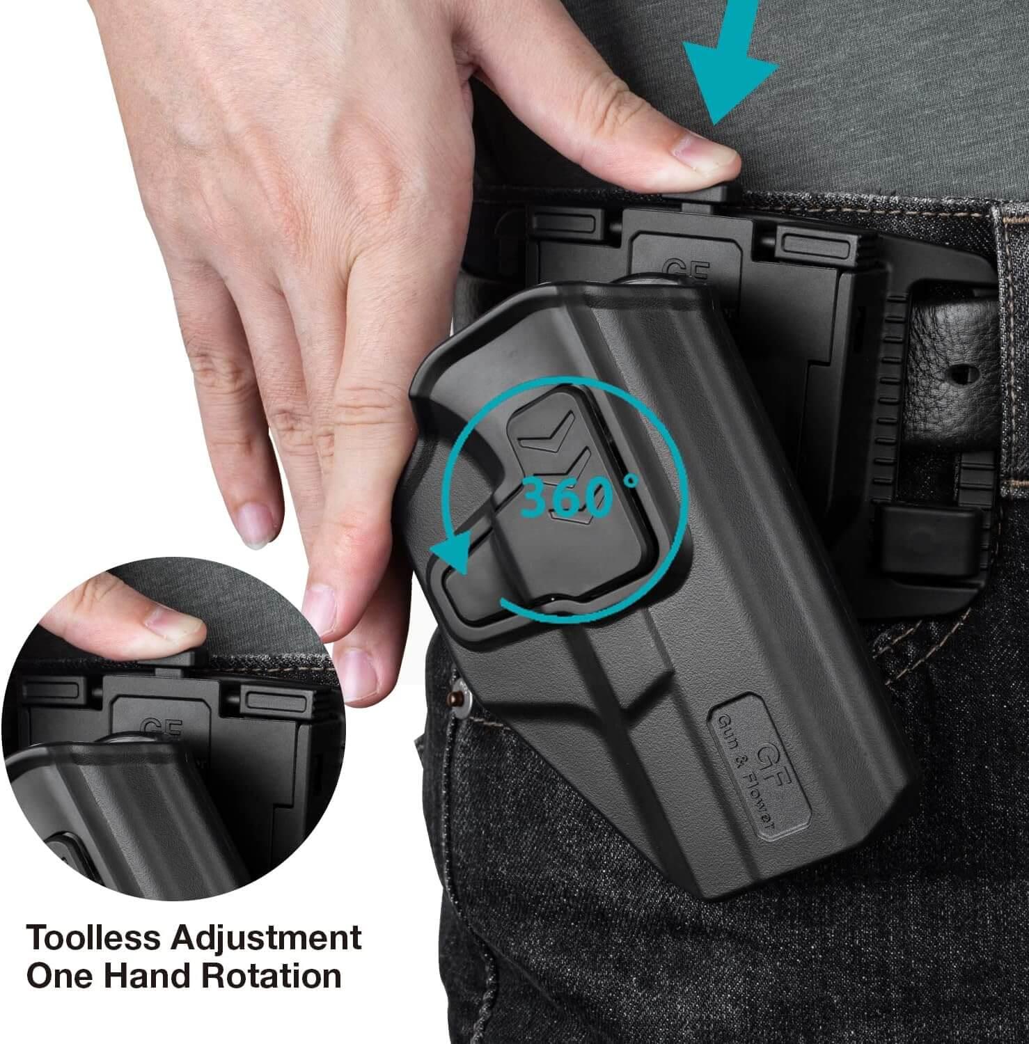 Level II Retention OWB Holster for Taurus G2C Taurus G3C Taurus G3C TORO Taurus PT111 Millennium G2 Taurus PT140 Millennium G2, Outside Waistband Carry, Quick Mounting/Dismounting, Right Hand | Gun & Flower Gun & Flower