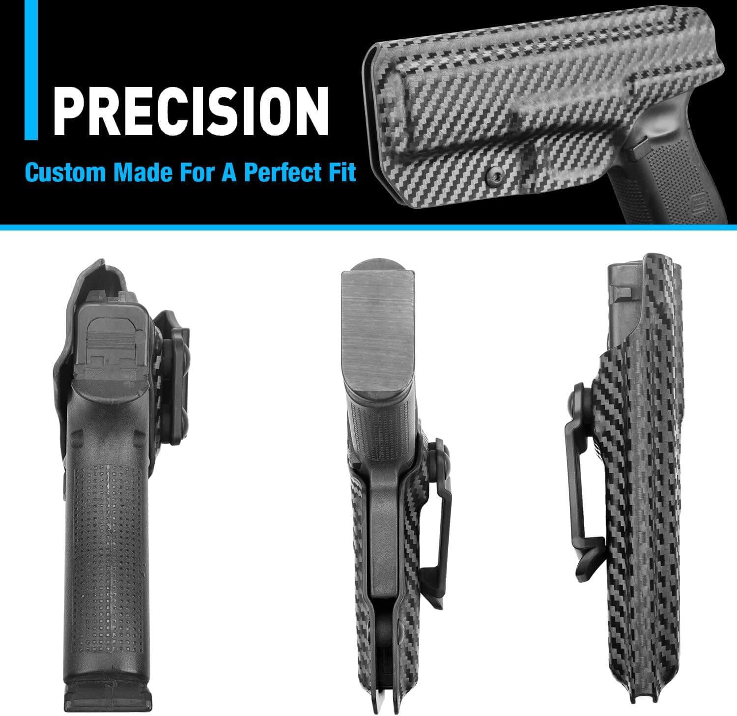 Carbon Fiber Texture Glock 43/43X Kydex IWB Holster Inside Waistband Concealed Carry Right Hand | Gun & Flower Gun & Flower