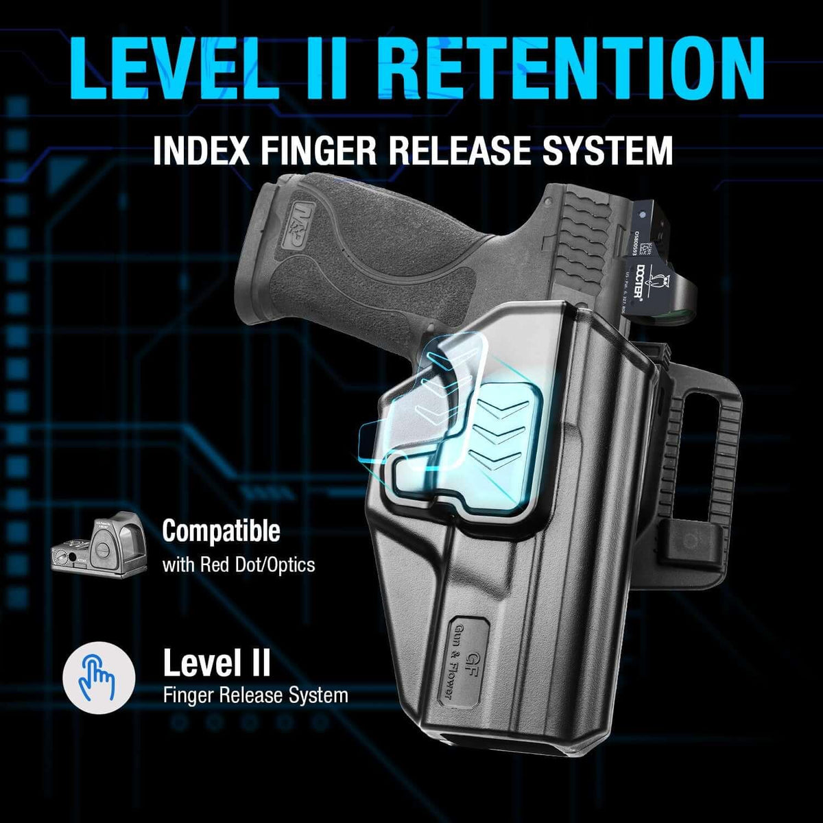 SD9VE & SD40VE Holster, Outside Waistband Holster for S&W SD9 VE & SD40 VE Pistol, Level II Retention, Index Finger Released, Angle adj, Quick Mounting/Dismounting, Right Hand, Fit 1.5-2.0''Belt - Polymerholster