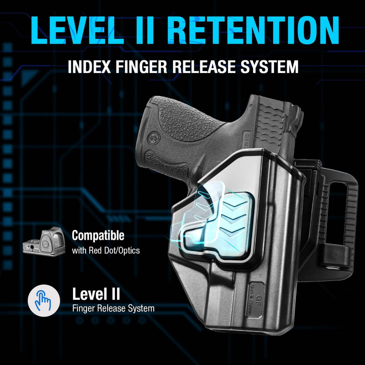 Level II Retention OWB Holster for M&P Shield 9MM, Belt Loop Attachment, Quick Mounting/Dismounting|Gun & Flower - Polymerholster