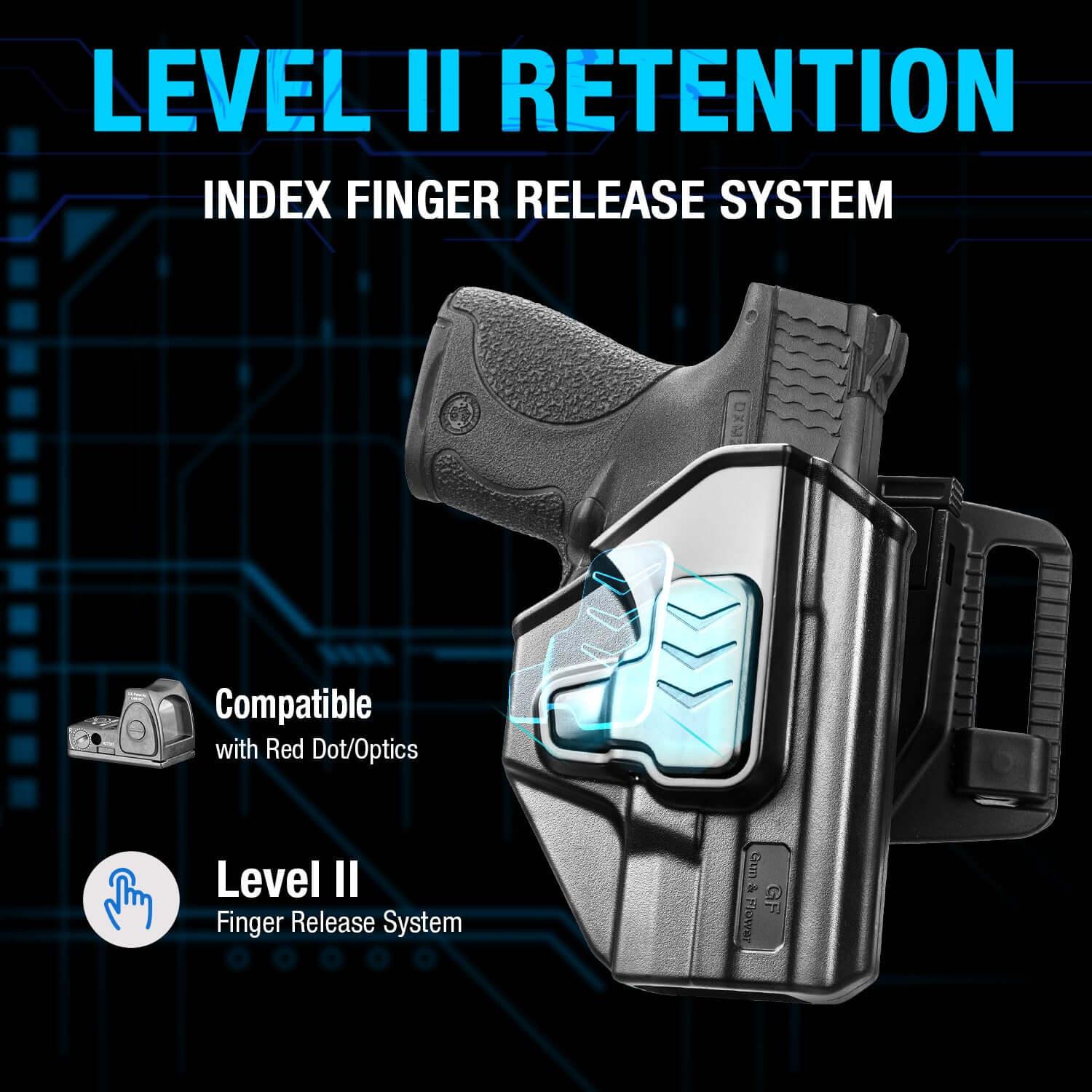 Level II Retention OWB Holster for M&P Shield 9MM, Belt Loop Attachment, Quick Mounting/Dismounting|Gun & Flower Gun & Flower