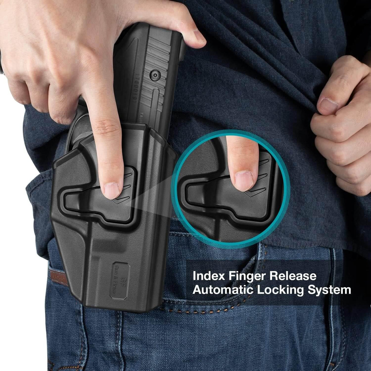 OWB Holster for Taurus PT24/7 Only(Not fit Pro), Outside Waistband Index-Finger Release Holster, 360 Degrees Adjustable, Level II Retention Locking System, Right Hand - Polymerholster