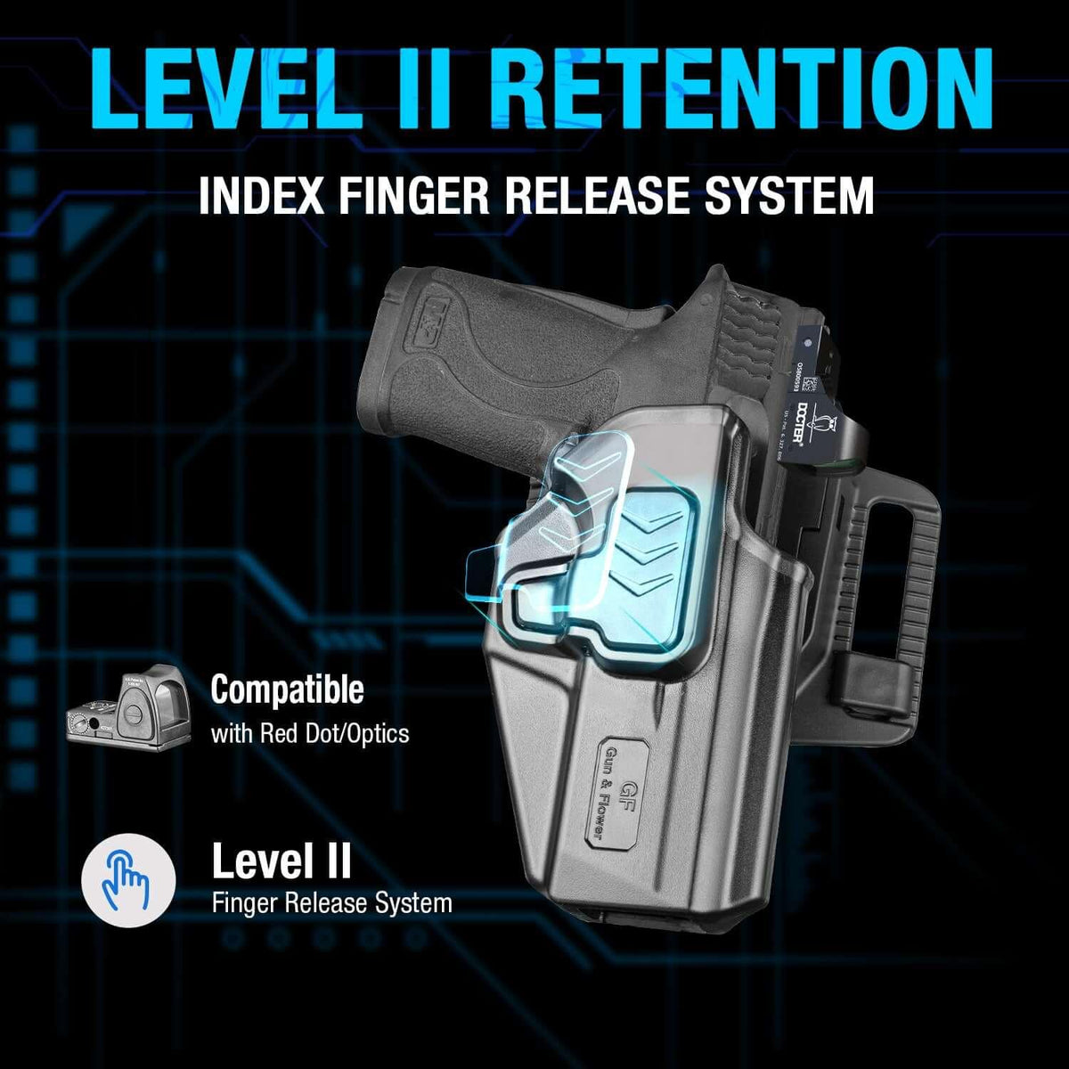 Level II Retention OWB Holster for S&W M&P 9/380 Shield EZ, Belt Loop Attachment, Quick Mounting/Dismounting|Gun&Flower - Polymerholster