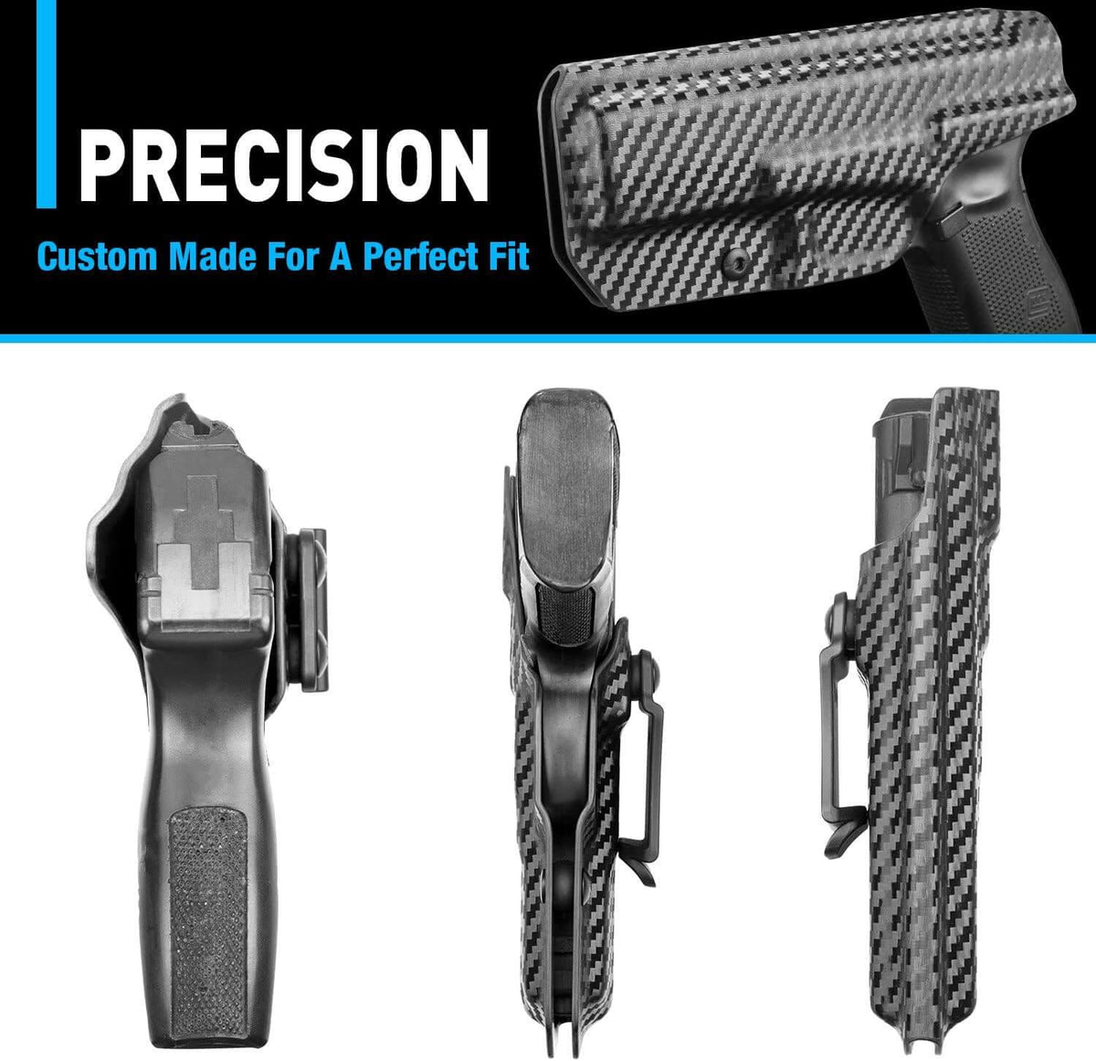 Carbon Fiber Texture M&P Shield 9mm EZ IWB KYDEX Holster, Also Fit M&P 380 Shield EZ, Right Hand | Gun & Flower - Polymerholster