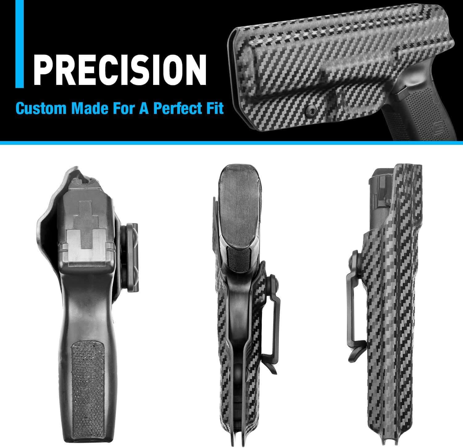 Carbon Fiber Texture M&P Shield 9mm EZ IWB KYDEX Holster, Also Fit M&P 380 Shield EZ, Right Hand | Gun & Flower Gun & Flower