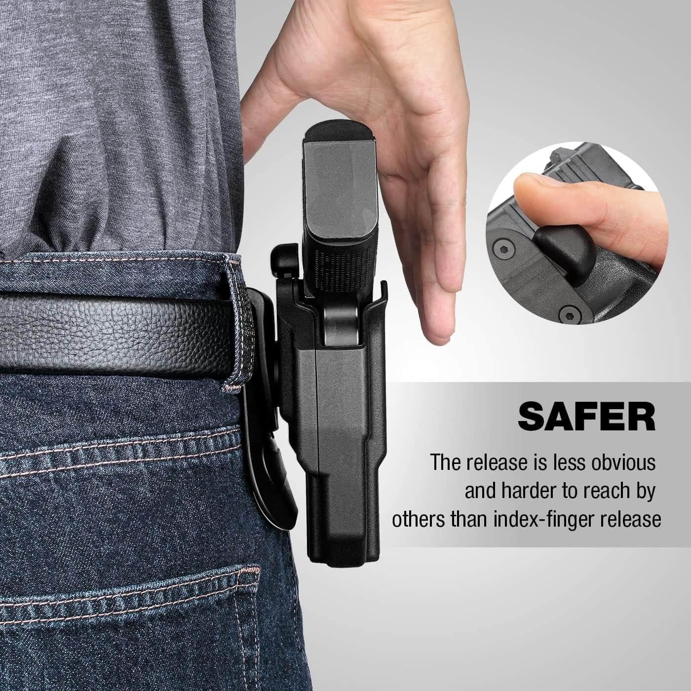 OWB Holster Fits M&P Shield with Integrated Crimson Trace Laser, Level 2 Retention Thumb Release, 360 Degrees Adjustable Paddle, Right Hand Gun & Flower