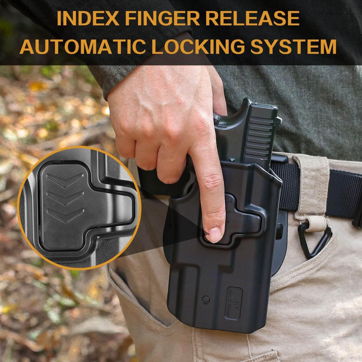 OWB Holster Fit Glock 19/19X/44/45 (gen 1-5) & Glock 23/32 (gen 3-4) with Streamlight TLR8/TLR8A, Outside Waistband Holster|Gun & Flower Gun & Flower