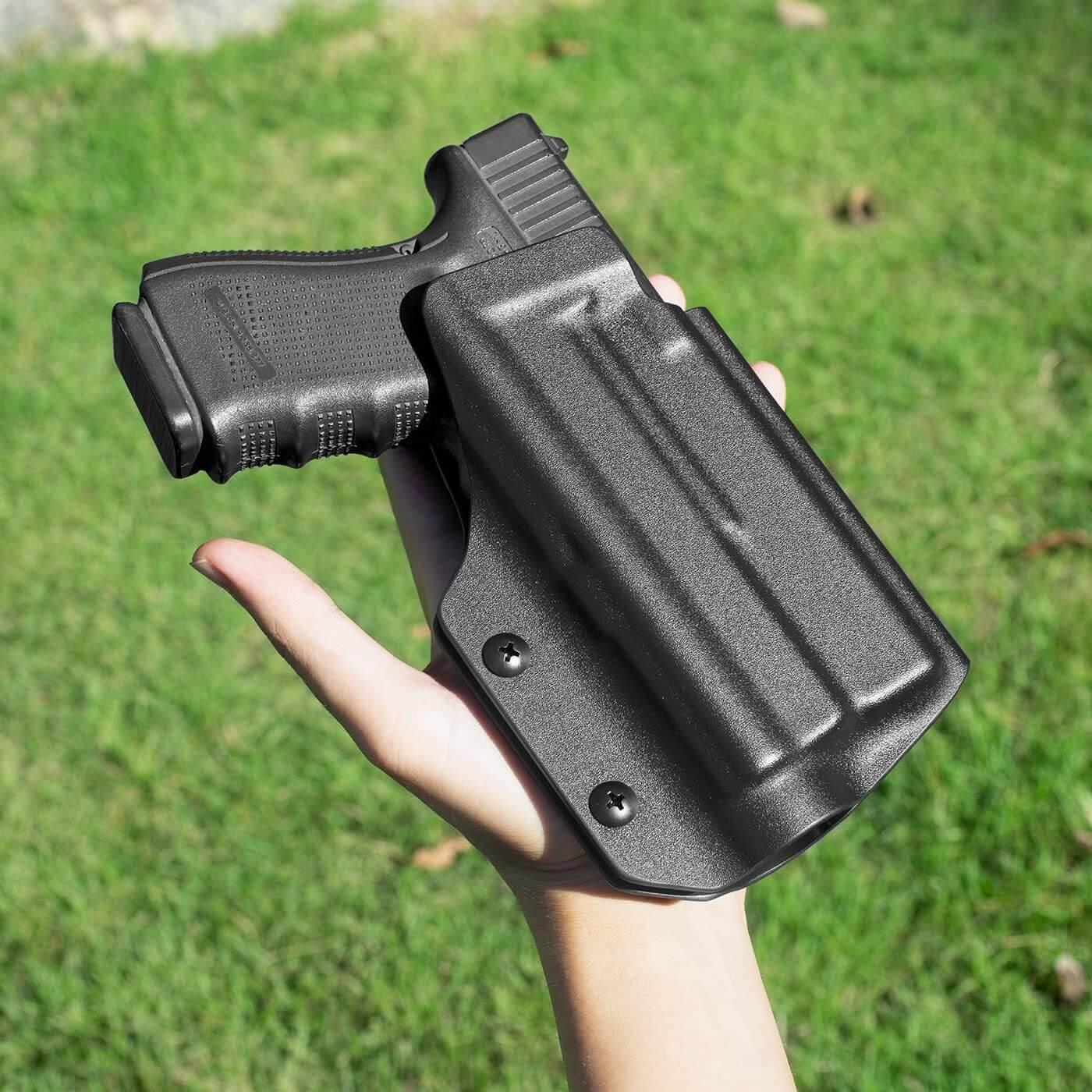 OWB Kydex Holster for Glock 17 22 31 w/ Olight BALDR Mini, Open Carry Holster Adj Retention, Right Hand | Gun & Flower Gun & Flower