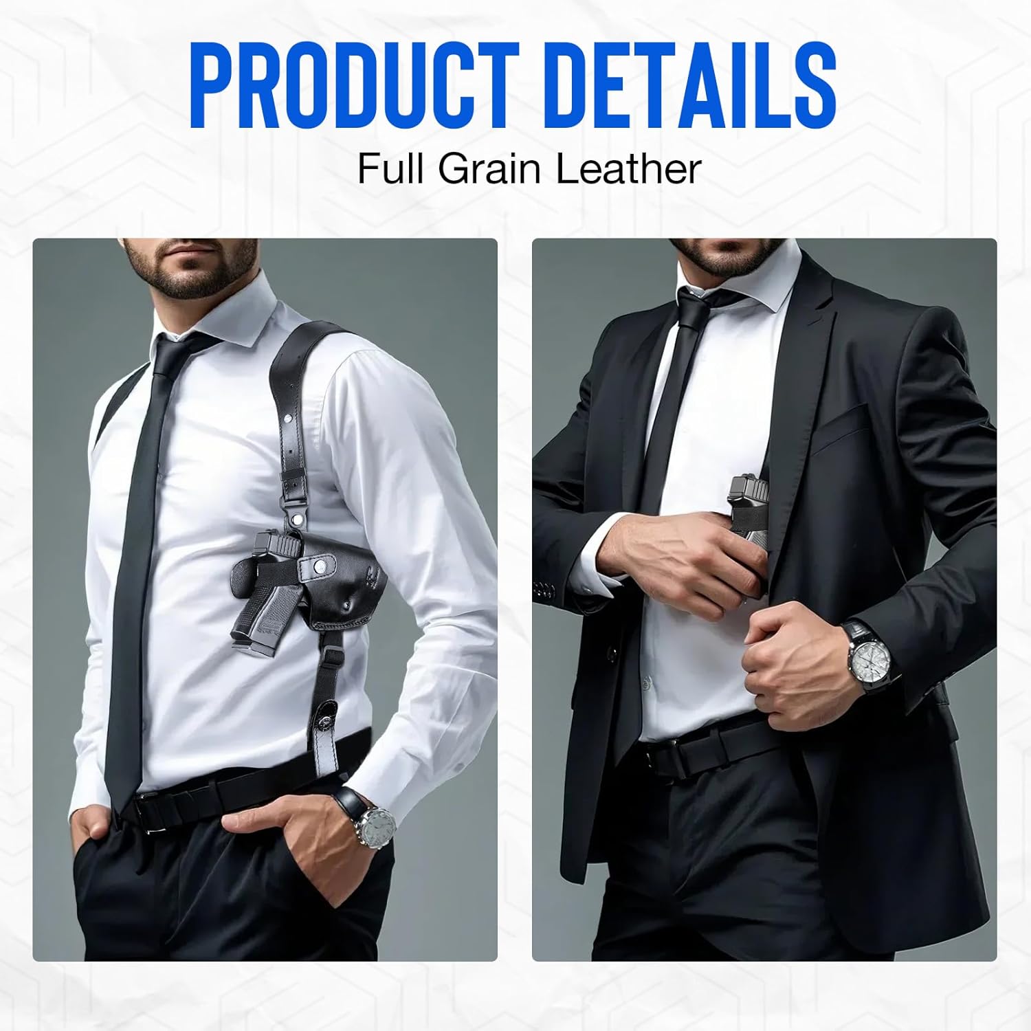 GUN & FLOWER Universal Leather Shoulder Holster Compatible with Glock 17/19/22/23, 1911, Taurus G2C/G3C, M&P 9, Sig P220/P226, 92FS, Right Hand