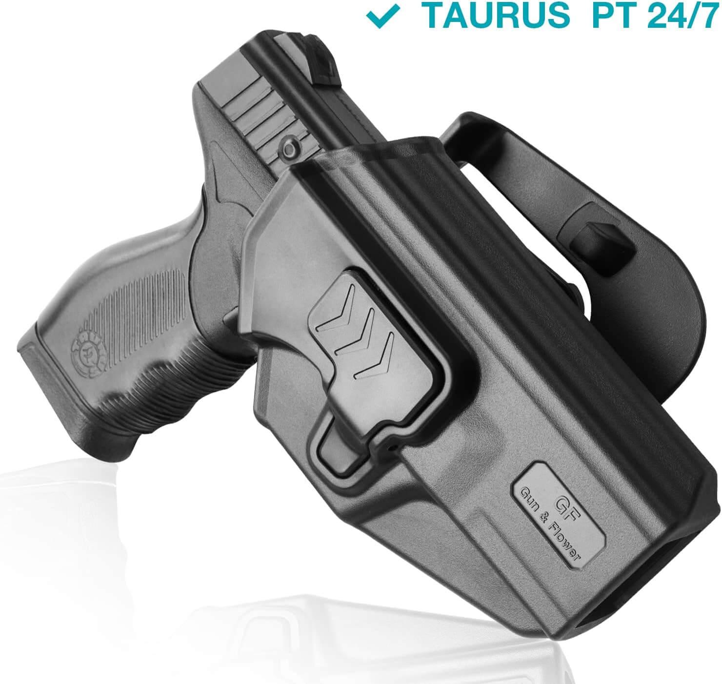 OWB Holster for Taurus PT24/7 Only(Not fit Pro), Outside Waistband Index-Finger Release Holster, 360 Degrees Adjustable, Level II Retention Locking System, Right Hand Gun & Flower