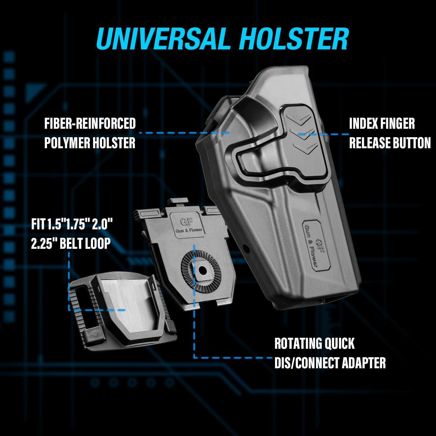 Gun & Flower Tool-Free 360° Adjustment OWB Holster, Optic/RDS Compatible for Smith & Wesson M&P Shield 380 EZ丨M&P Shield 9mm EZ, Quick Release, Level 2 Retention, Belt Loop,Right Hand polymerholster