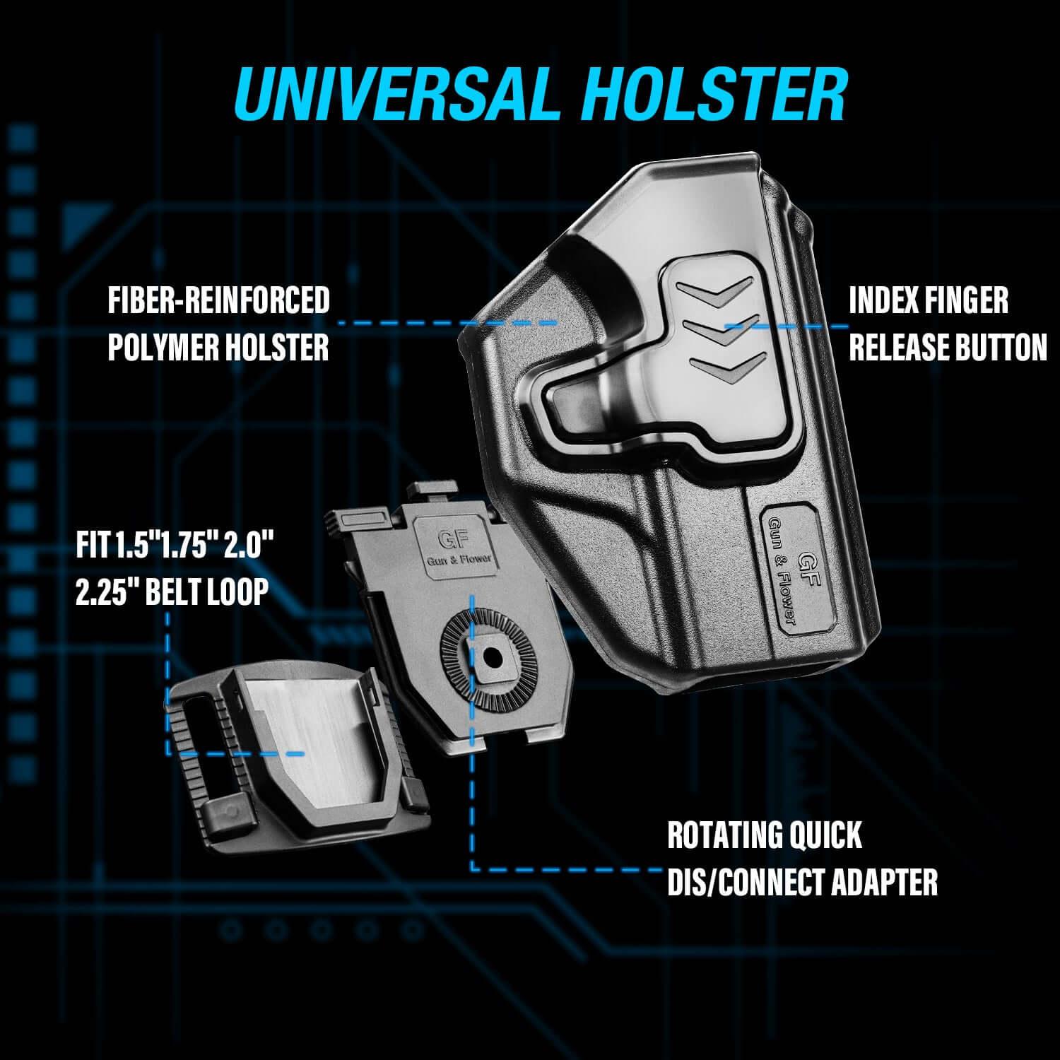 SD9VE & SD40VE Holster, Outside Waistband Holster for S&W SD9 VE & SD40 VE Pistol, Level II Retention, Index Finger Released, Angle adj, Quick Mounting/Dismounting, Right Hand, Fit 1.5-2.0''Belt Gun & Flower