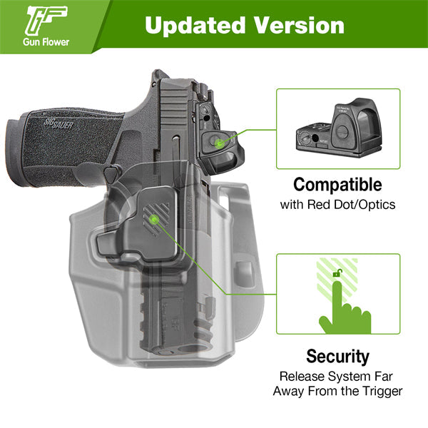 Universal OWB Holster for Compact Pistols with Index Finger Release -Right Hand Gun & Flower