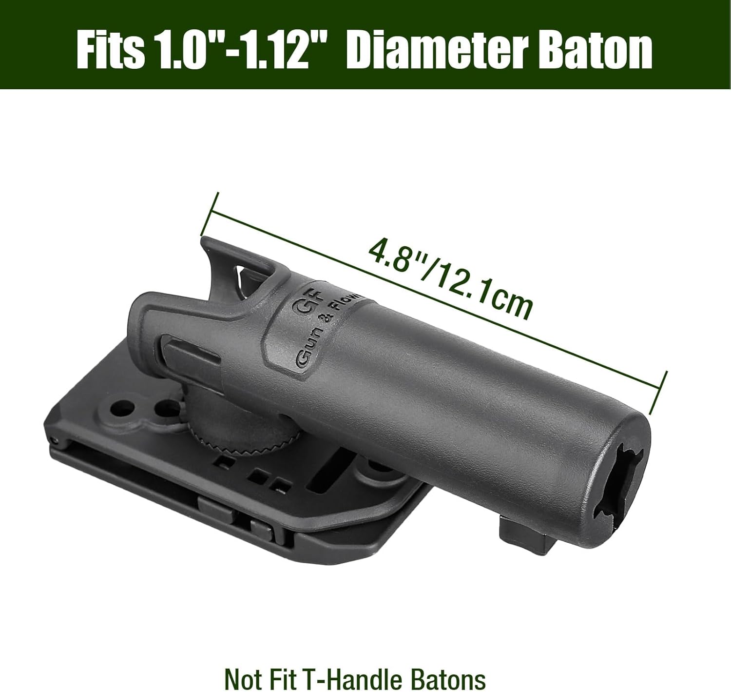 Baton Holder for 1.0 to 1.12 inch Diameter Batons, Expandable Baton Holsters for Duty Belt, 360 Degrees Rotation Tactical Swivelling Baton Pouch, Fits 1.5" 1.75" 2.0" Wide Belt polymerholster