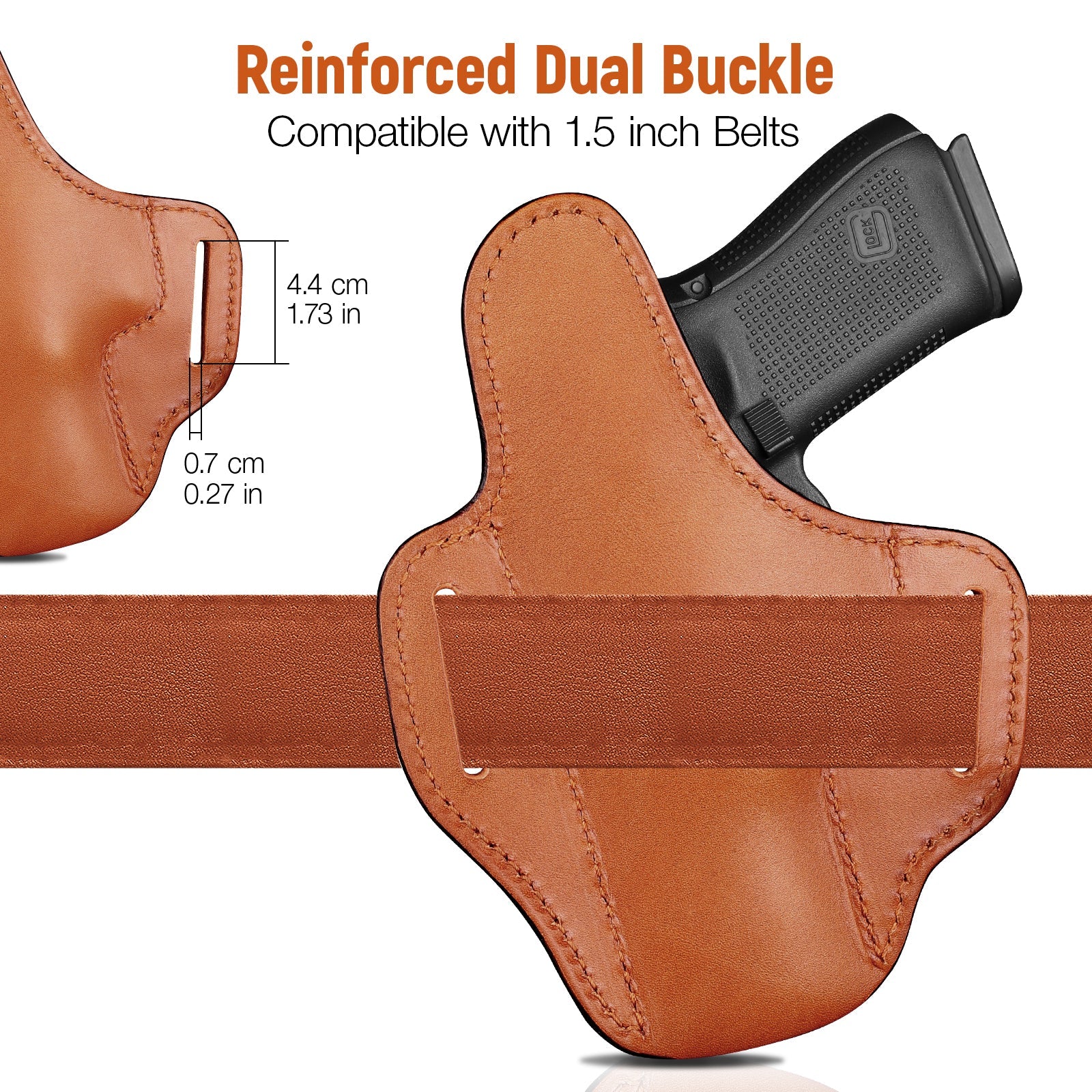 GUN & FLOWER Hand-Carved Full-Grain Leather Luxury OWB Holster for Glock 17/19 Gen 3-5, 22/23/31/32 Gen 3-4, Glock 19x/44/45 – Exclusive Dual-Sided Smooth Protection, Floral Design, Fits 1.5" Belts polymerholster