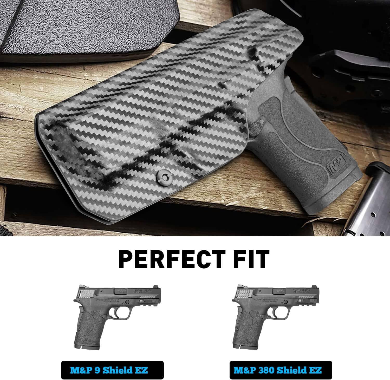 Carbon Fiber Texture M&P Shield 9mm EZ IWB KYDEX Holster, Also Fit M&P 380 Shield EZ, Right Hand | Gun & Flower Gun & Flower