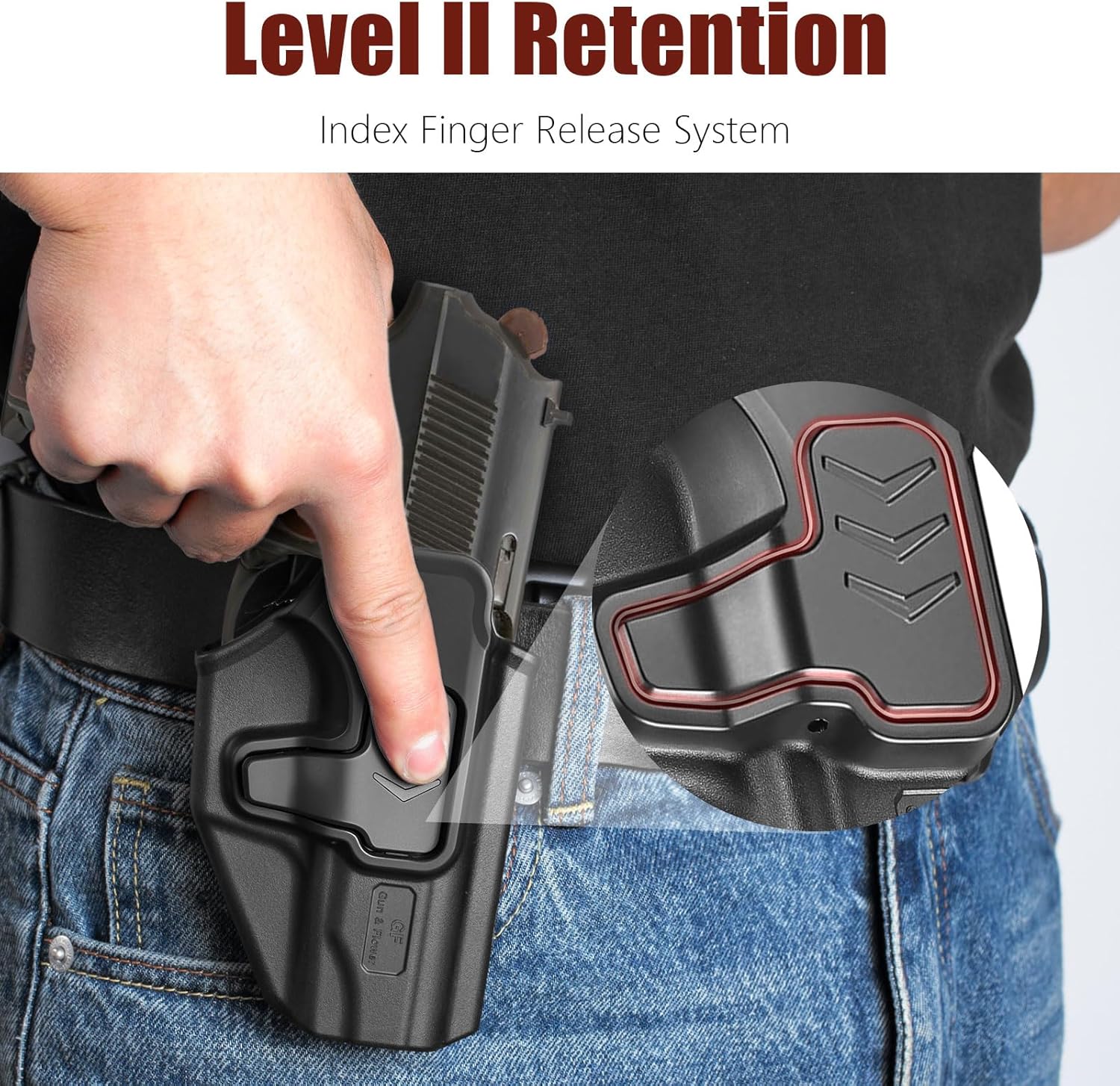 GUN & FLOWER OWB Makarov PM Holster - Level 2 Index Finger Release, 360° Adjustable Tactical Belt Loop Fits 1.5"-2.25" Width, Optics Ready for Red Dot, Right Hand Draw, Open Muzzle Design (Black) polymerholster