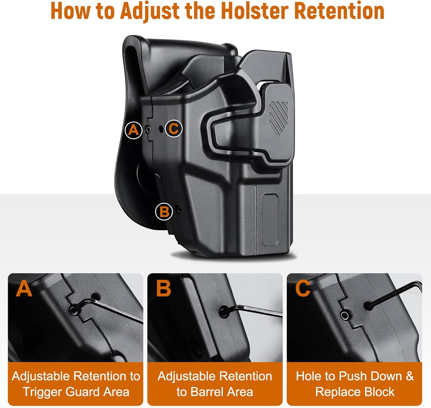Universal OWB Holster for Compact and Subcompact Pistols, Fit Glock 19/26/43/ 43X/43X Mos, Hellcat pro,Taurus G2C, PSA Dagger Compact and More, Index Finger Release, Right Hand