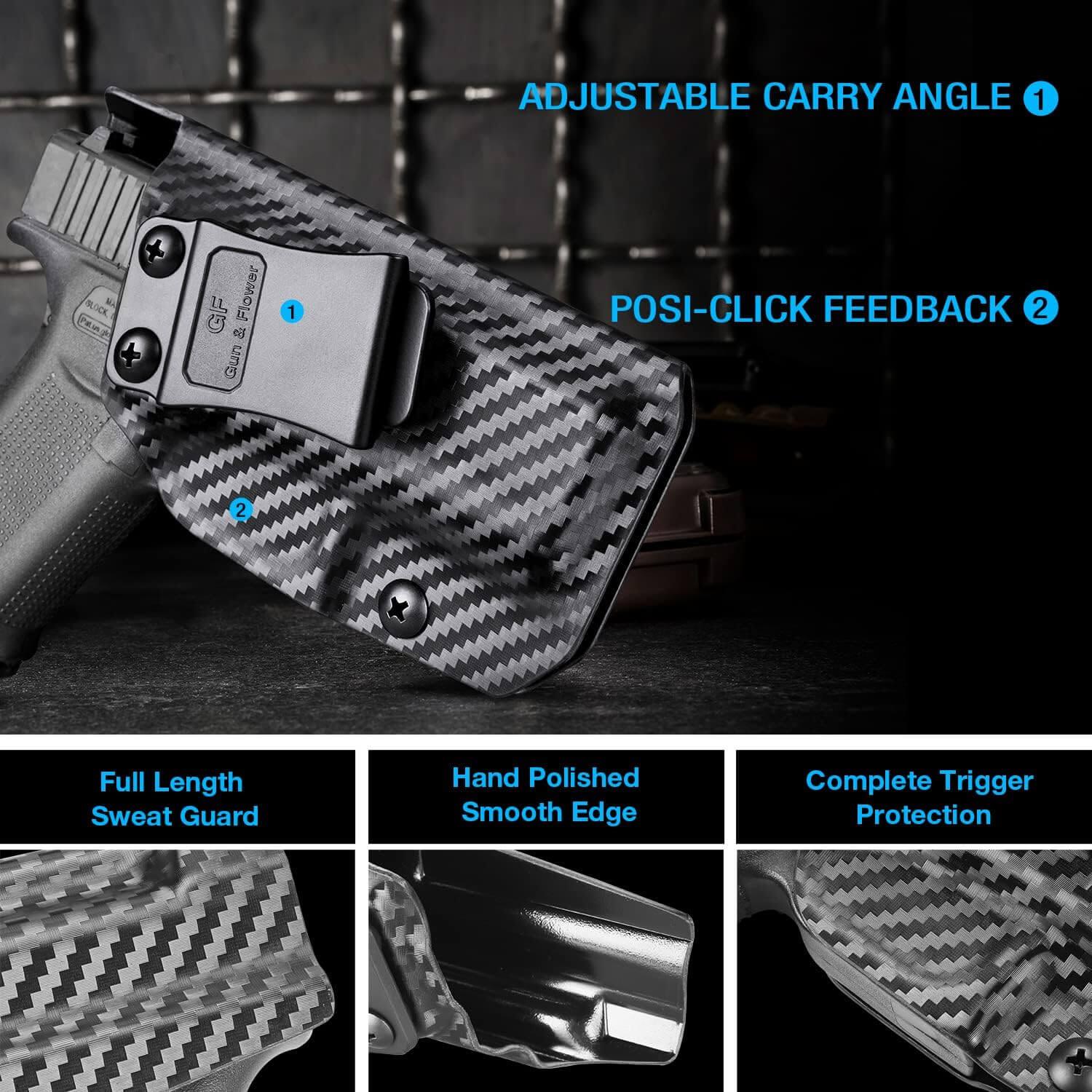 Carbon Fiber Texture Glock 43/43X Kydex IWB Holster Inside Waistband Concealed Carry Right Hand | Gun & Flower Gun & Flower