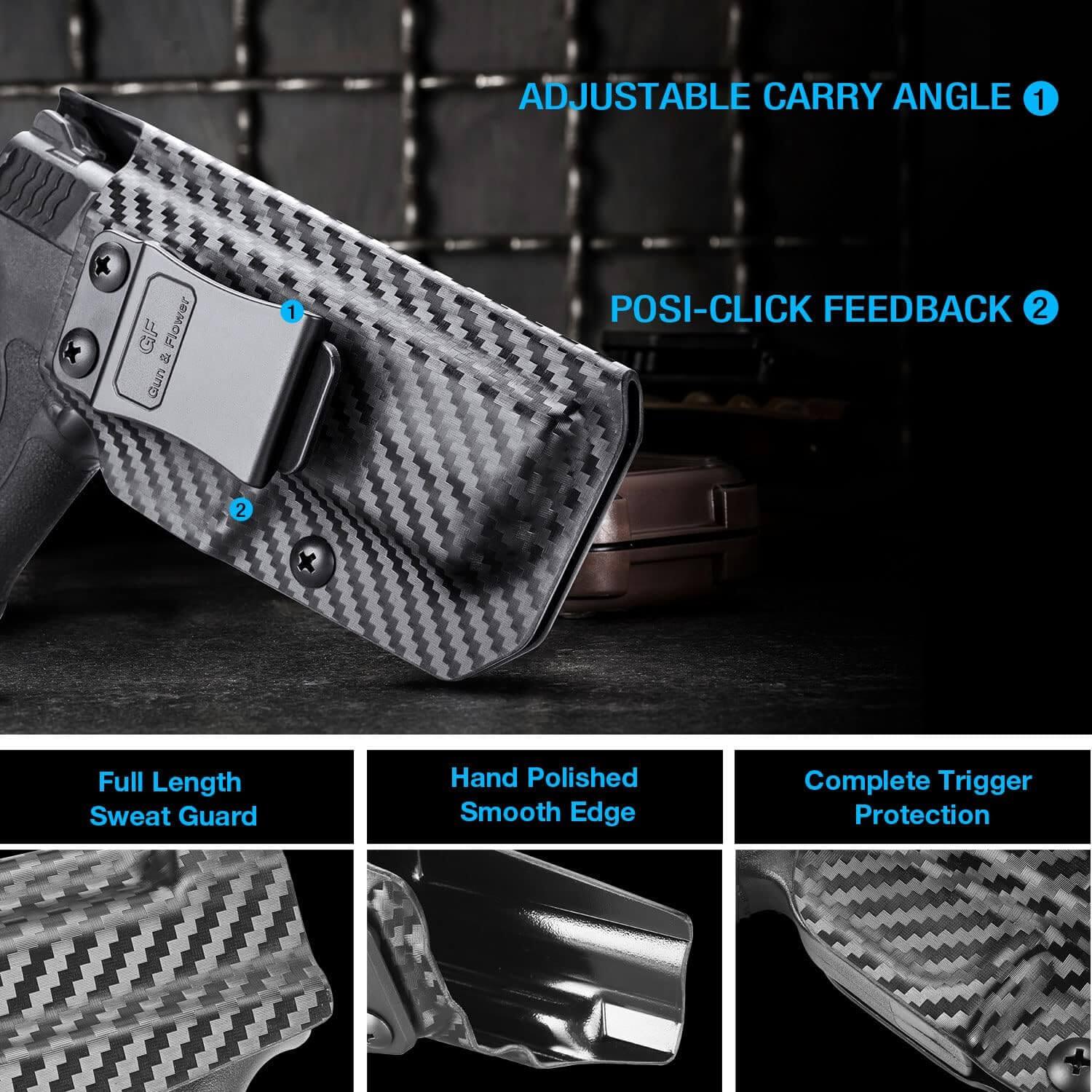 Carbon Fiber Texture M&P Shield 9mm EZ IWB KYDEX Holster, Also Fit M&P 380 Shield EZ, Right Hand | Gun & Flower Gun & Flower
