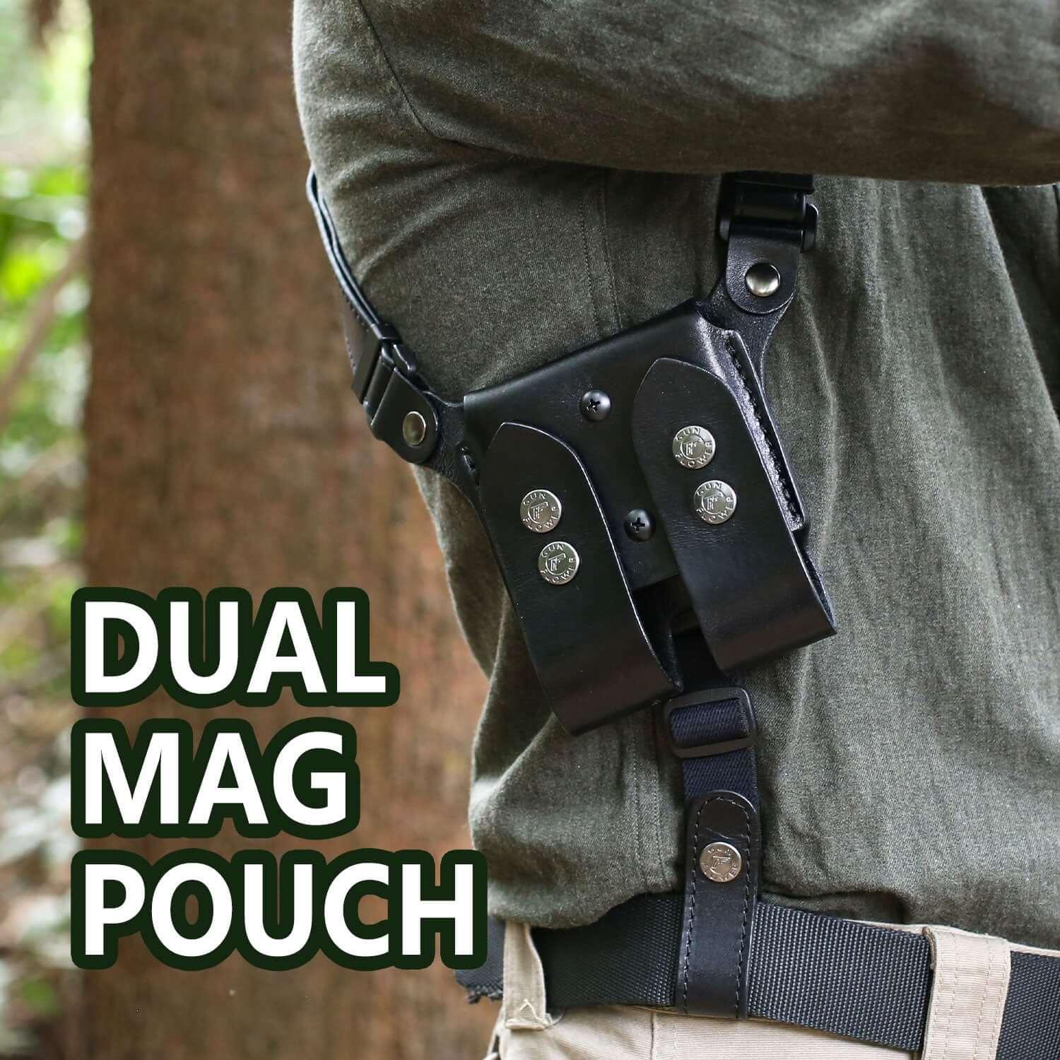 Handmade 1911 Shoulder Holster, Fit Most Non-Rail 5'' 4.25'' 4'' 1911/ Colt 1911/Elite Force 1911/ Kimber 1911, Double Mag Holder Included, Adjustable Strap for Concealed Carry, Right Handed| Gun & Flower