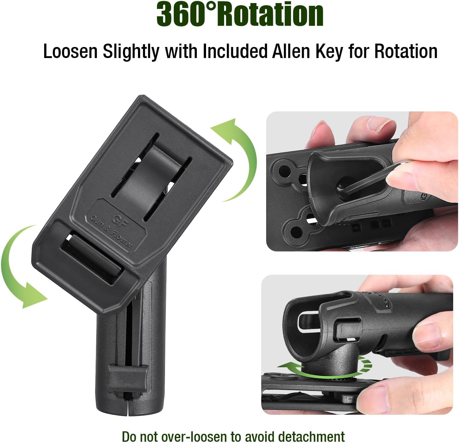Baton Holder for 1.0 to 1.12 inch Diameter Batons, Expandable Baton Holsters for Duty Belt, 360 Degrees Rotation Tactical Swivelling Baton Pouch, Fits 1.5" 1.75" 2.0" Wide Belt polymerholster