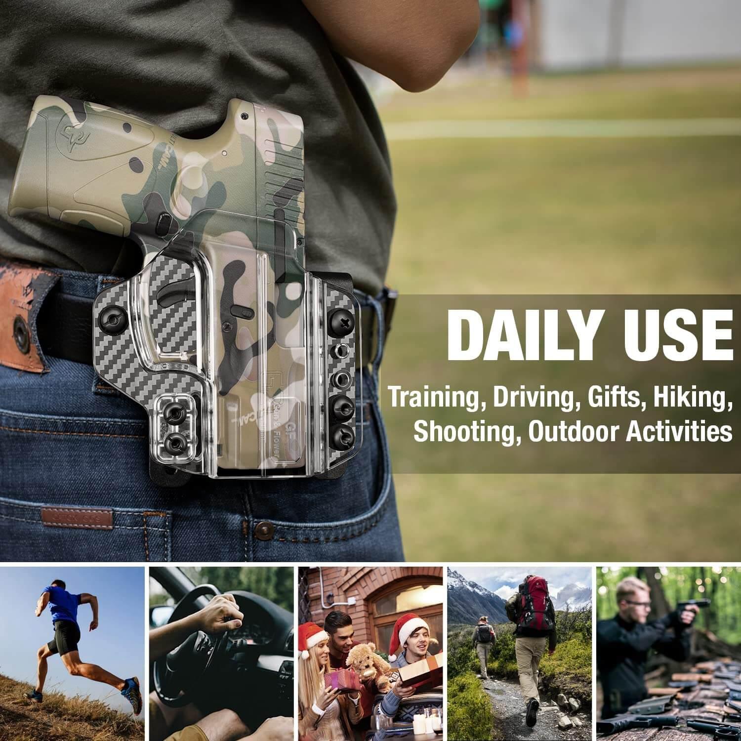 IWB/OWB Convertible Holster, Clear & Kydex Combo Fit: Taurus G3C/G2C/Millennium G2 PT111/PT140, Adjustable Ride Height, Right Hand | Gun & Flower polymerholster